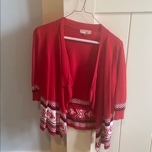 mid-sleeve cardigan or sweater